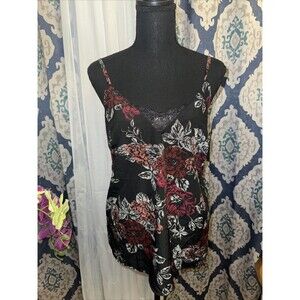 Japna Lounge Womens Black And Red Floral Cami Top Size Medium